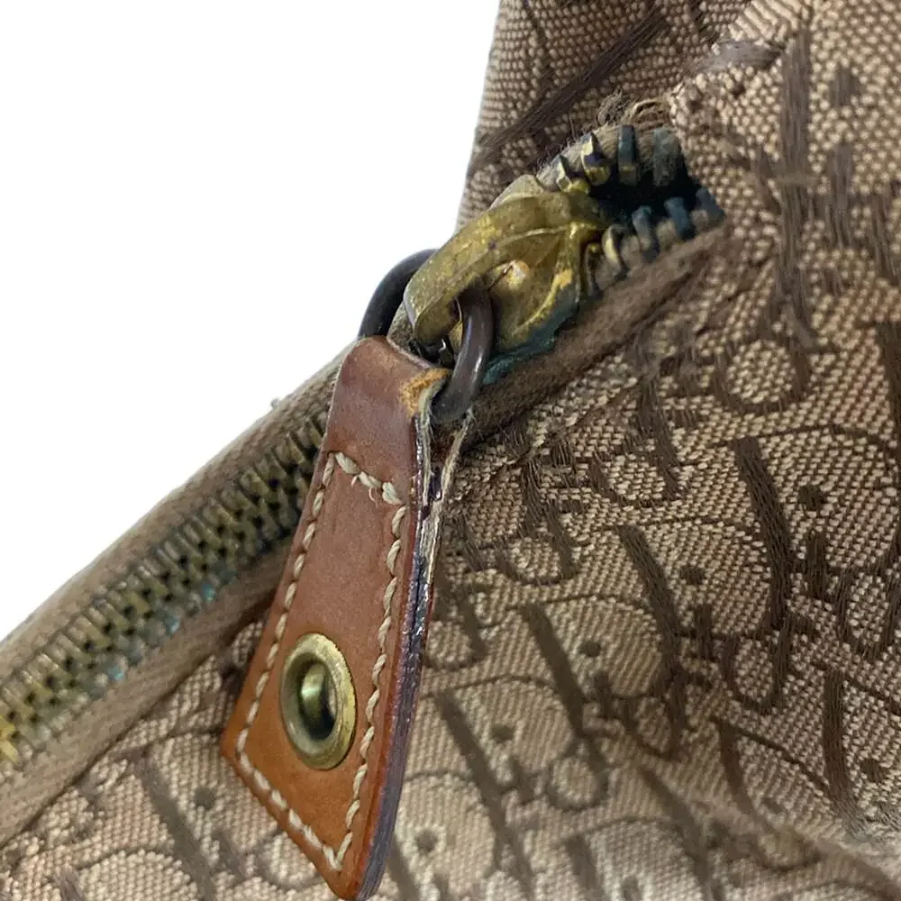 Christian Dior Street Chic/Trotter Shoulder Bag Beige Brown Jacquard Leather - Picture 14 of 15